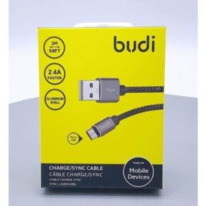 Budi MICRO to USB Charge / Sync Braided Cable – 3M - Pop Phones Mobile Australia