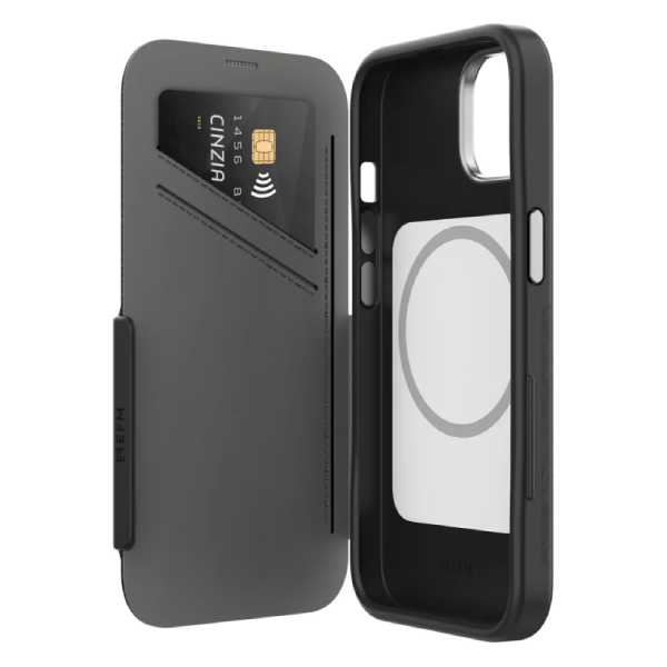 EFM Monaco Case Armour with ELeather and D3O 5G Signal Plus Technology (Suits iPhone 13/14 Series) - Black/Space Grey