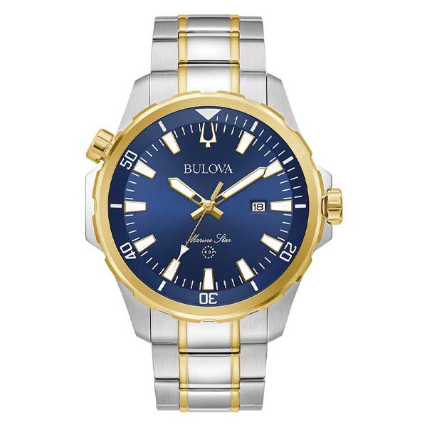 Bulova Blue Dial Marine Star Stainless Steel Men's Watch (98B384)