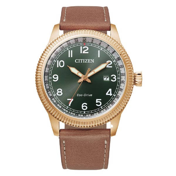 Citizen Eco-Drive Military Brown Leather Men's Watch (BM7483-15X)