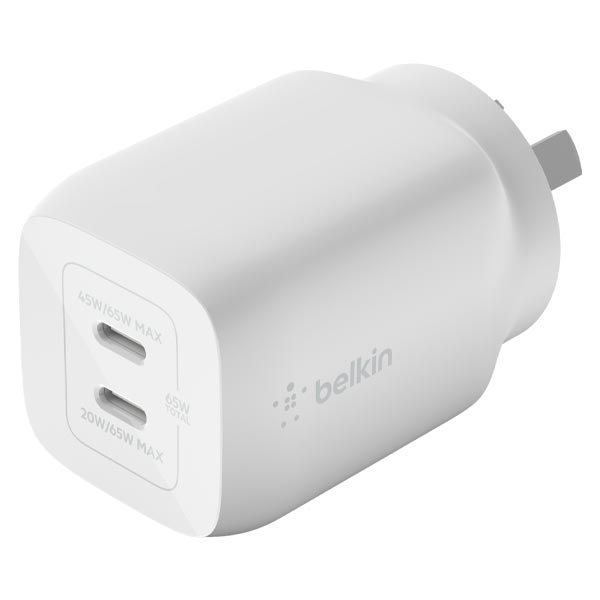 Belkin BOOST UP Dual USB-C GaN Technology 65W with PPS Wall Charger - POP Phones, Australia